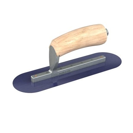 Blue Steel Finishing Trowel - Round End - 10-1/2 X 3 With Camel Back Wood Handle